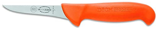 F. DICK Ausbeinmesser ErgoGrip 10 cm, steif - rostfrei, Klinge extra scharf, 56 HRC, Fleischermesser ergonomischer Griff hygienisch - Spezialstahl Metzgermesser - Profi Messer - 82368101-53 - orange