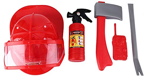 Sombrero de bombero, 5 unids niños bombero sombrero para niños sombrero duro bombero bombero Cosplay juguete kit casco extintor intercomunicador Llave de hacha