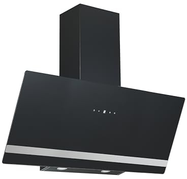 PKM Dunstabzugshaube S21-90ABTH | schwarz | 90cm Breite | Display mit Touch Control