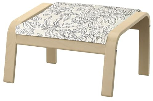 Vepping Lude Pattened Armchair Cover Replacement with Quilted Lining, Fits IKEA Poäng Armchair, 100% Cotton, Cushion not Included (Stockholm-White, Footstool Type 2)
