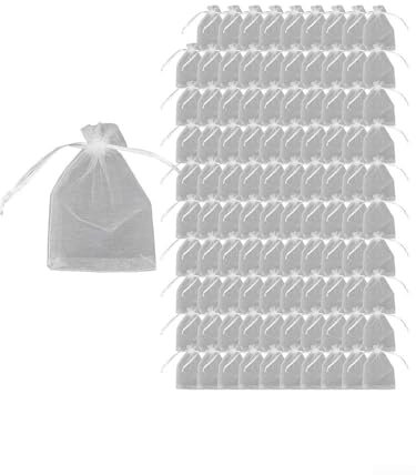 Organza-Beutel mit Kordelzug, perfekt für die Aufbewahrung kleiner Gegenstände bei Veranstaltungen (10 x 15 cm), 100 Stück