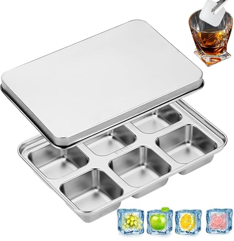Bac À Glaçons En Acier Inoxydable | Forme À Glace Pour Whisky,Moule bloc glaçons réutilisable en acier inoxydable pour Café Boissons Alimentation bébé Maison Cuisine Restaurant Voyage Camping