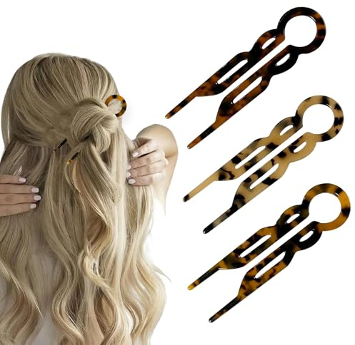 3Pcs French Hair Pin - Premium Acetate Prestige Hair Pins For Women，Elegant Amber French Pin Set With Secure Double-Notch Hold, Lightweight & Damage-Free Hair Accessories For All Hair Types