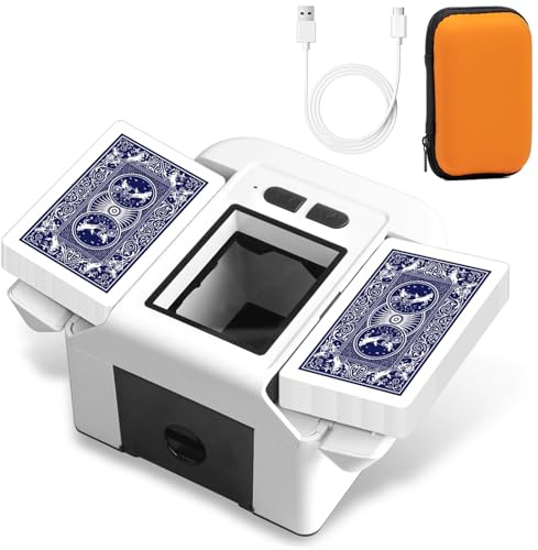 Mezcladora de cartas eléctrica – Máquina mezcladora automática de tarjetas, mezcladora de cartas con bolsa de almacenamiento, mezclador de cartas para 2 barajas, juego de cartas de póquer, uniforme y