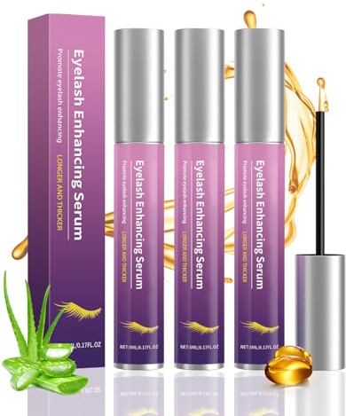 Donvuka 3 Stück 5ml Wimpernserum Ohne Hormone, Wimpernwachstumsserum Eyelash Serum Hormonfrei, Natürliches lash serum für Wimpernserum Wachstum, Nährende Formel