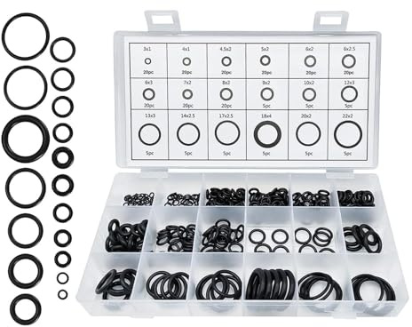FuncHardwa 225 Stück O Ring Sortiment Set, Nitrilkautschuk Dichtungsringe Set mit 24 Gängige Größen, O-Ring für Wasserhähne, Fahrzeuge und Rohrleitungen
