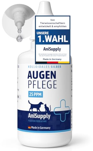 AniSupply Augenpflege für Hunde & Katzen 20ml - Spezial Augentropfen bei gereizten Augen und Tränenflecken, Augen Pflege mit kolloidalem Silber