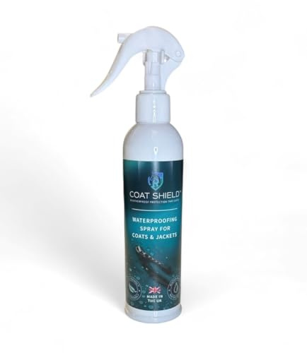 Coat Shield Spray-On Waterproofer 250ml, Powerful Waterproofing Spray For Outdoor Clothing, Restores Waterproof Treatment for Coats, Jackets and Wet Weather Clothing