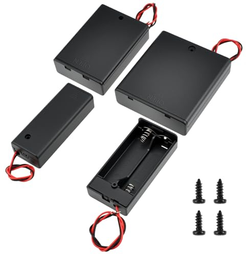 SDTC Tech 4-Pack 1/2/3/4 x AA Battery Holder with Switch Cover Wire Leads
