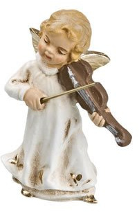 Musizierender Engel mit Geige, antikweiß, zu 10-11cm Figuren