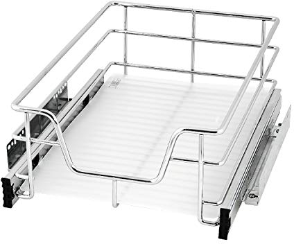 bremermann Teleskopschublade 40 cm mit Einlegeboden, Küchenschublade zum Nachrüsten, Vollauszug mit Teleskop-Schienen, Schrankauszug ideal für Küche, Bad & Schlafzimmer, aus Metall, chrom