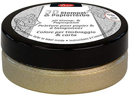 Viva Decor®️ 3D Stempel- & Papier-Farbe (Silbergold-Metallic, 50ml) Stempelfarbe für Papier, Karton, Stempelkissen - Bastelfarbe für Hochzeit, Scrapbook, Kinder uvm.
