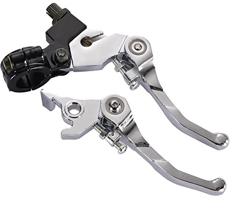 GOOFIT Embrague Hidraulico Moto Universal Manillar 22mm Plegable Kit Palanca y Freno Pit Bike reemplazo para 50cc 70cc 90cc 110cc 125cc Scooter ATV Quad Plata
