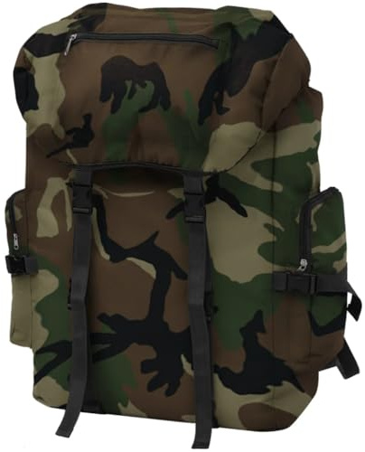 vidaXL Zaino Stile Militare Campeggio Gite Viaggio Idrorepellente 65 L Mimetico