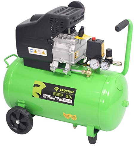 SAURIUM - Compresor de Aire - Monobloco - 50L 1.5HP - - Cabeza de grandes dimensiones com más producion de aire