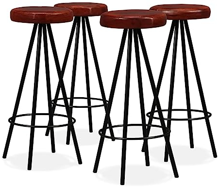vidaXL 4X Barhocker Barstuhl Tresenhocker Bistrohocker Thekenhocker Küchenhocker Bar Stuhl Hocker Tresenstuhl Thekenstuhl Echtleder
