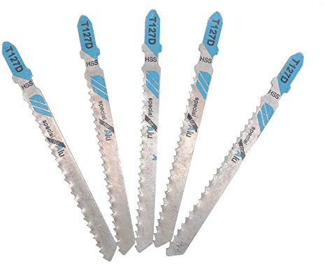 BE-TOOL - Juego de 5 hojas de sierra de calar con vástago en T T127D, surtido universal para cortar metal, madera, PVC y más, compatible con Bosch, Dewalt, Hitachi, Makita, Festool, etc