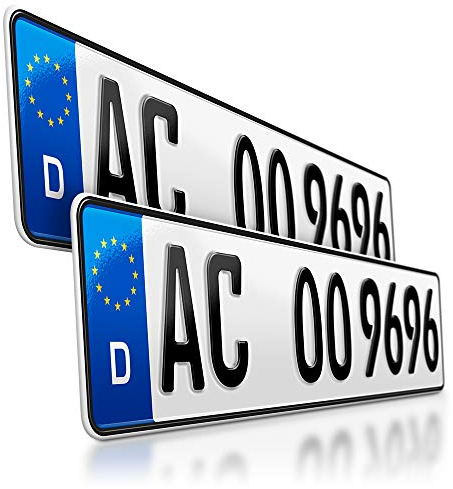 schildEVO 2 Kfz Kennzeichen | 520 x 110 mm | DIN-Zertifiziert – EU Wunschkennzeichen mit individueller Prägung | PKW Nummernschilder | Standard Autokennzeichen | Auto-Schilder | DHL-Versand