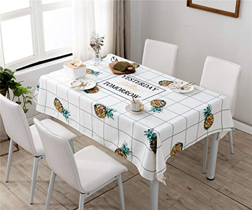 FANSU Baumwolle Leinen Tischdecke Abwaschbar Eckig Garten Pflegeleicht Schmutzabweisend Tischtuch Fleckschutz Schmutzabweisend Tischwäsche Outdoor (140 * 140 cm,jeden Tag)