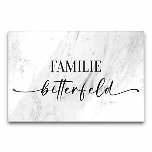 Edles Türschild mit Namen für die Haustür | Namensschild Briefkasten-Schild selbstklebend oder mit Bohrlöcher Klingelschild mit kratzfestem UV Druck | z.B. in 12x8 cm bunte Türschilder