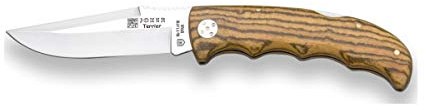 Joker Klappmesser Terrier NB18, Bocote-Holz Griff and Klinge 9 cm MOVA, gezahnte Rückseite des Messers, Fischen, Camping- und Wanderwerkzeug