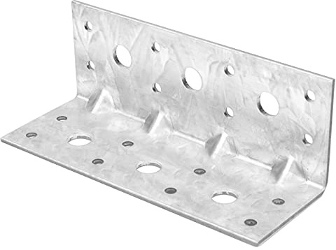 MOUNTAIN_ARK 4 Pack L Right Angle Bracket, 5-1/2 x 2 x 2 Reinforcing Rib Corner Braces, Galvanized Steel Connector for Timber Wood
