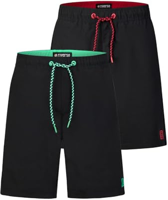 riverso Badehose Herren lang Badeshorts RIVDavid 2er Pack Set Regular Fit Schwimmhose Elastischer Bund Schwarz Blau Rot Grün Orange S M L XL XXL 3XL 4XL 5XL