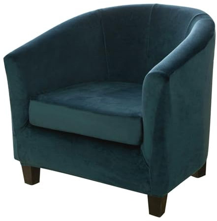 Tub Chair Cover 2 Piece Set - Upgraded 2 IN 1 Design Removable High Stretch Soft Velvet Sofa Couch Arm Bucket Chairs Armchair Seat Covers with Cushion Cover for Dining Living Room Office Reception