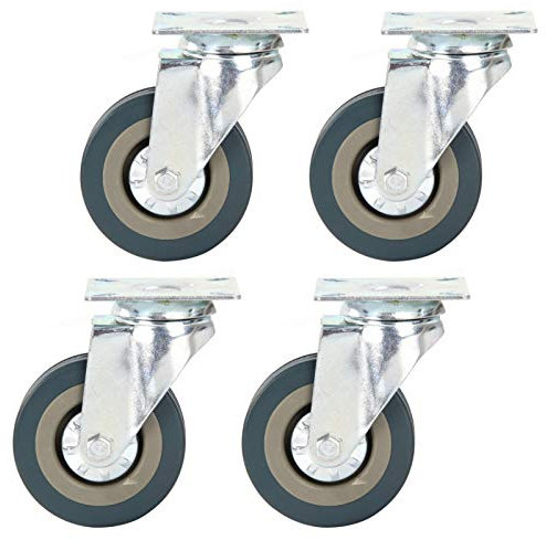Youyijia 4pcs Swivel Castor Rubber Heavy Duty 75mm Swivel Castor Double Bearing Heavy Duty for Furniture Rubber Swivel Trolley Caster 360KG(4 without Brake)