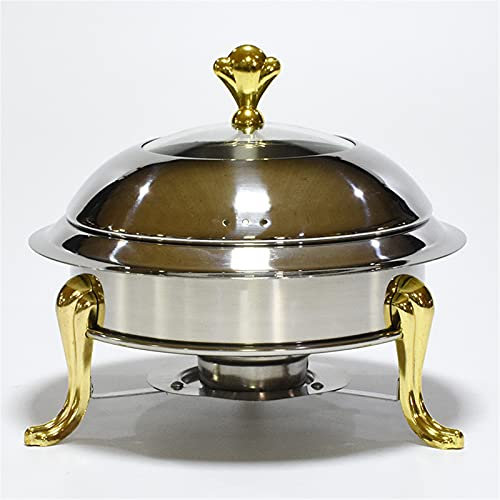 Catering Round Chafing Dish Food Pan Grondatore Buffet Catering Catering Pan Stufa Acqua Bagno d'acqua per Cucina Party Dining Weddings Party Eventi, Oro bianco,Stainless steel,22cm