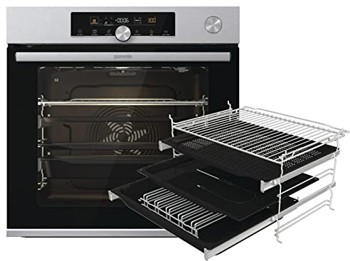 Gorenje 738600 OptiBake Advanced BPSA 6747 A08X Einbau-Backofen / 77L / Heißluft/Pyrolyse/AutoBake/Touch Bedienung/Bratenthermometer/GentleClose & Open/SteamAssist/PizzaMode 300°C/Inox