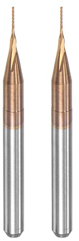 sourcing map 2 Stück VHM Schaftfräser 0.4 mm, Klingenlänge 3 mm Titanbeschichtet-Beschichtung CNC Fräser für Edelstahl, Verbundwerkstoffe und Legierungen