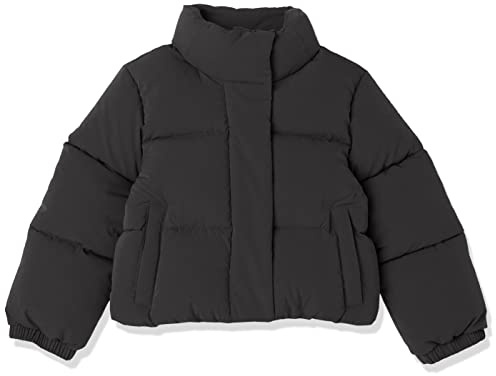 Amazon Essentials Doudoune Courte à Fermeture éclair intégrale pour Fille (Polaire matelassée Mate ou Sherpa), Noir, Taille XXL