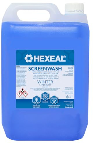 Hexeal 5L Screenwash - Winter Strength & Ready To Use | Windscreen Wiper Fluid for Winter Protection. Improves vision, reduces frost & buildup of dirt