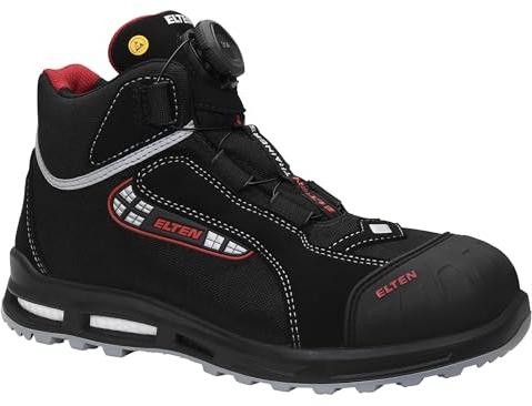 ELTEN Sicherheitsschuhe SANDER XXT Pro BOA ESD S3, Damen und Herren, Textil, Kunststoffkappe (leichter als Stahlkappe), leicht, sportlich, Schwarz/Rot, Größe: 38