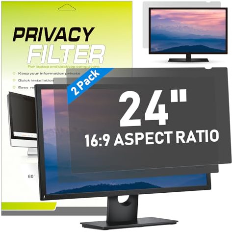 LAMA [Confezione da 2] Filtro universale per la privacy del computer da 61 cm per monitor da 24, anti-luce blu, antiriflesso, anti UV, protezione per la privacy (larghezza x altezza: 53,1 x 29,8 cm),
