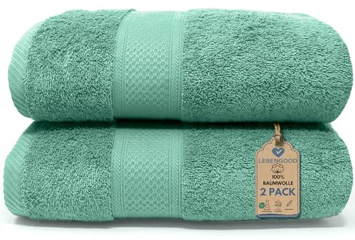 LEBENGOOD Lot de 2 Serviettes de Bain 100% Coton Douche et Toilette Douche