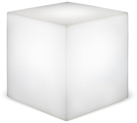 Außenlampe mit Kabel Stecker Weiß IP65 inkl. E27 LED 6500 K neutralweißes Licht B: 20 cm Wegeleuchte Terrasse Leuchtwürfel Garten