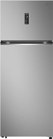 LG GTBV44PYBKD Frigorifero Doppia Porta 70cm, Classe E, 461l, Connettività Wi-fi Con App Thinq, Porte Piatte, Tecnologia Door & Linear Cooling, Display Esterno, Compressore Smart Inverter, Argento