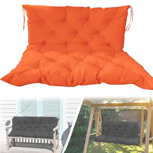 XNKLPY Bankauflage mit Rückenteil Stuhlkissen Wasserdicht Bankkissen Sitzkissen und Rückenkissen für Hollywoodschaukel Polsterauflage Sitz Auflage für Gartenbank(Size:100CM,Color:Orange)