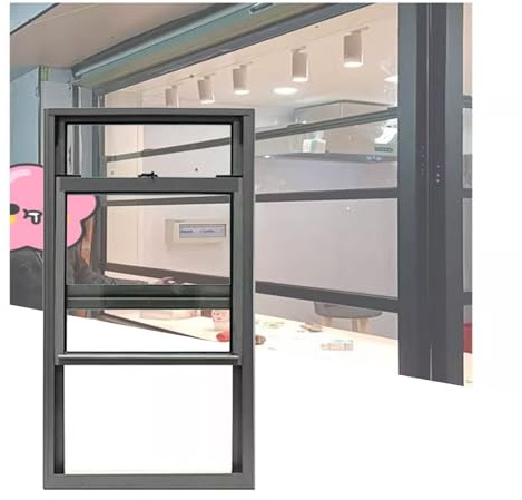 LVLDAWA Salas Ventanas, Ventanas Corredizas Cobertizo De Guillotina con Vidrio Templado, Ventana De Servicio Restaurante De Aluminio para Casas Juegos(Tamaño:35X100CM)