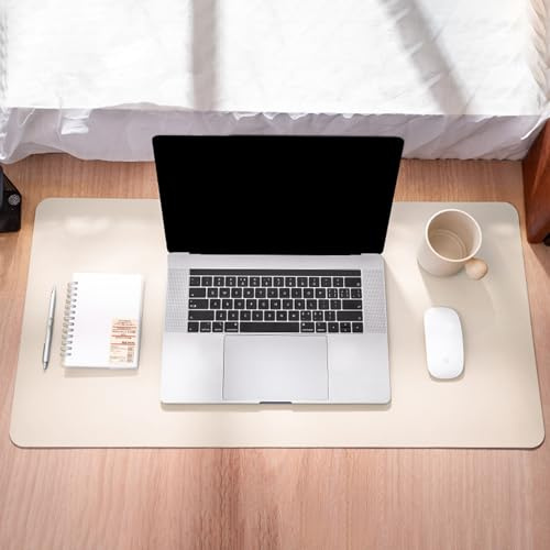 Halkfria skrivbordsunderlägg idealiska för att skriva/spela/bord/läsa, vattentätt läder skrivbord musmattor bord skrivdynor skrivbordsunderlägg skydd laptop-dynor (80 x 40 cm, beige)