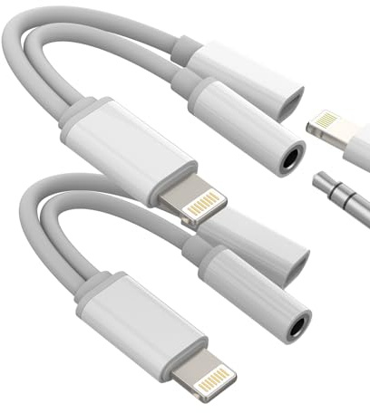 Adaptador Lightning a jack de 3,5 mm para auriculares (2 unidades) para Apple iPad para iPhone 14, divisor Aux, cable auricular, cable de auriculares, cargador de auriculares de carga rápida, Adaptador Telefono