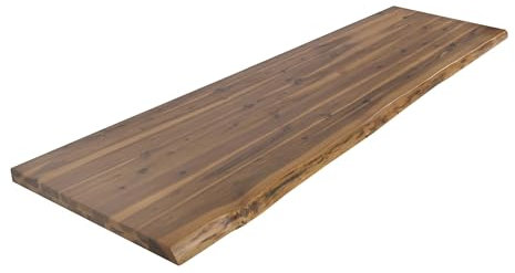 SAM Holzplatte 140x40 cm, Akazienholz massiv 30mm cognacfarben, Tischplatte einseitig Baumkante lackiert, Holzplatte für Schreibtisch, Beistelltisch oder Couchtisch