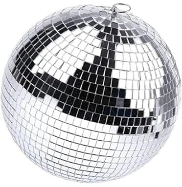 CSSHNL Diskokugel Silberne Spiegel-Disco-Kugel for Aufhängen mit Ring for Lichteffekt, Party, Club, Bühne, 20,3 cm