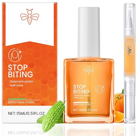 Esmalte de uñas contra morderse las uñas con lápiz de aceite de uñas, 15 ml, transparente y amargo, esmalte de uñas, para niños y adultos