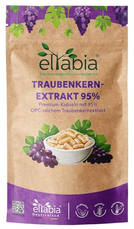 OPC Traubenkernextrakt Kapseln 500 Stück | 95% OPC Hochdosiert 950mg Tagesdosis | Rohkost Qualität Traubenkern Pulver vegan und frei von Zusätzen