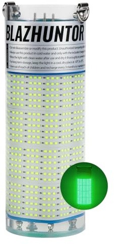 BLAZHUNTOR Rechargeable Underwater Fishing Light,Auto On in Water,Green 16000lm Ultra Bright, IP68 Waterproof, No External Power Needed,Cordless,High Brightness Boat Dock Fishing Light