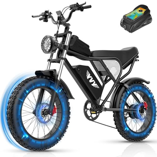 YVY C20 Electric Bike, 90 Miles Max Range, 48V 20Ah Removable Battery, 90Nm Motor, 7 Speed Ebike, 20 Fat Tire Dirt Bike, Full Suspension, Hydraulic Dual Disc, LCD Display