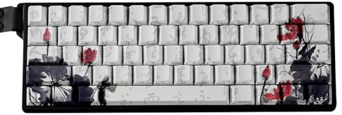 Geavonyg Capuchons De Touches en PBT Fleurs Prunier pour Commutateurs MX Profil OEM Ensemble 60/68 Accessoires Clavier Mécaniques Résistants À l'huile Capuchons Profil OEM